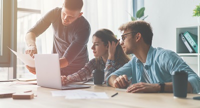 business team working together in office